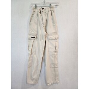 BDG Urban Outfitters Cream Relaxed Skate Jean Cargo Utility Pants Size 25